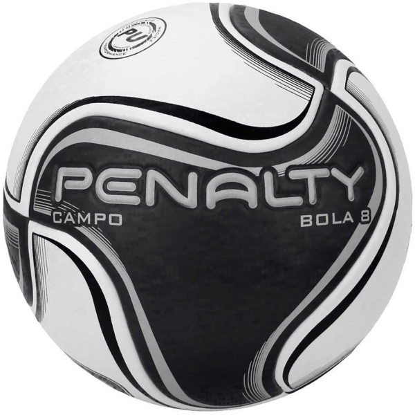 Bola de Futebol Campo Penalty 8X -  Preto + Prata - Image 2